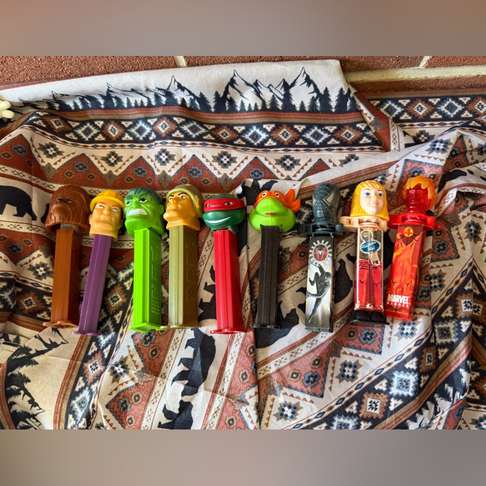 Lot of 9 Pez Character Candy Dispenser Chewbacca Gi Joe Marvel Ninja Turtles Set
